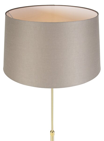 Stojací lampa zlatá/mosazná s lněným stínítkem taupe 45 cm - Parte