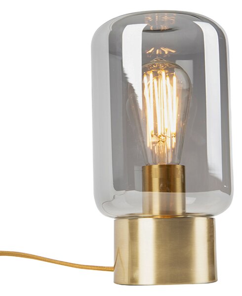 Designová stolní lampa mosaz s kouřovým sklem - Bliss Cute