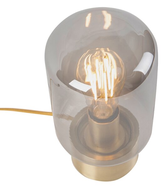 Designová stolní lampa mosaz s kouřovým sklem - Bliss Cute