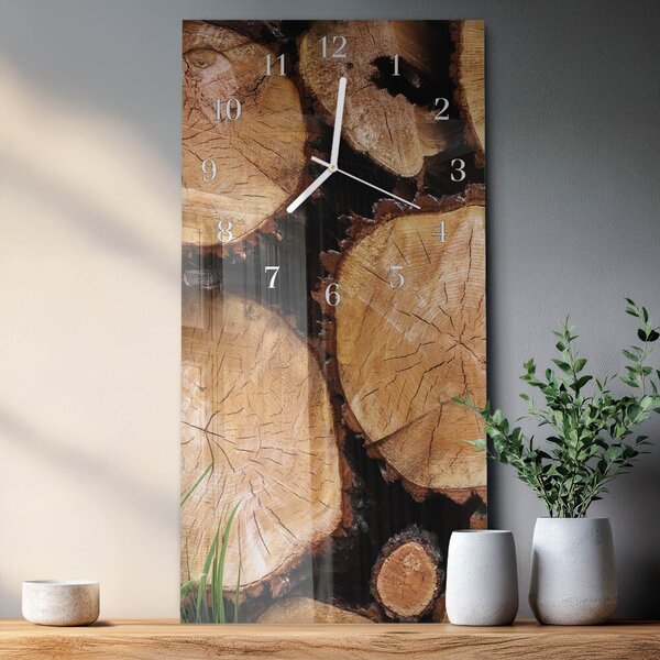 Skleněné hodiny vertikální Dřevěné zrno zsppb-30x60-00090357