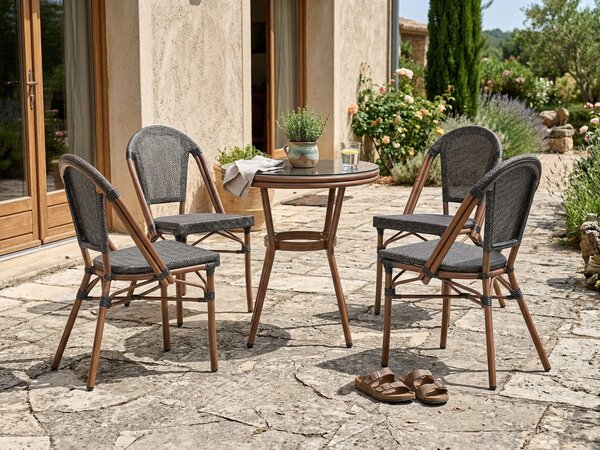 Bistro stolek RIFREDDO 70 cm 70 cm Bezpečnostní sklo Šedá