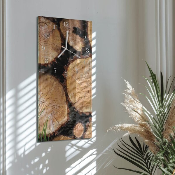 Skleněné hodiny vertikální Dřevěné zrno zsppb-30x60-00090357