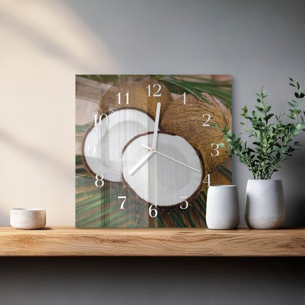 Skleněné hodiny Kokosové ořechy zskb-30x30-00087533