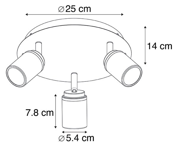Moderní koupelnové bodové světlo ocel 3-světlo IP44 - Ducha