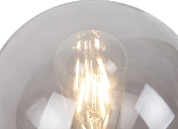 Stolní lampa v art deco stylu mosazná s kouřovým sklem - Pallon