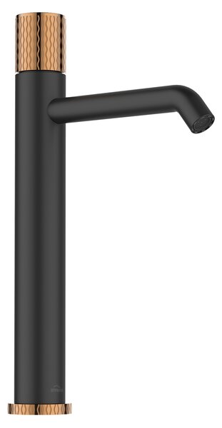 Invena Moonlight, vysoká umyvadlová baterie h-312, černá-růžové zlato, INV-BU-77-W14-V