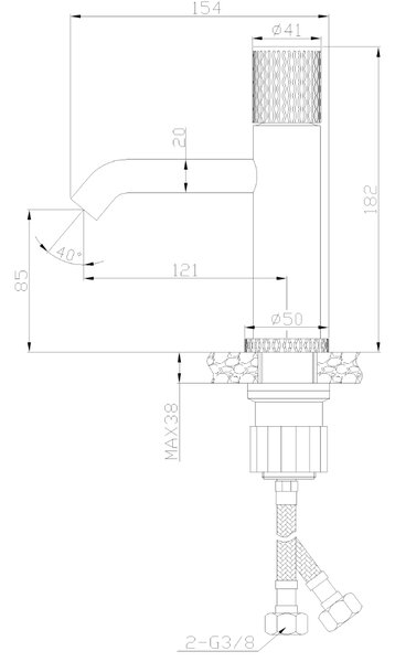 Invena Moonlight, umyvadlová baterie h-182, černá-růžové zlato, INV-BU-77-014-V