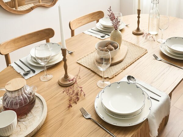 Sada 24 kusů nádobí CHAROLI Porcelán Bílá/Modrá