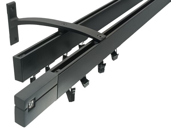 Kovovégarnýže.cz Garnýže Square line elegance etri černá matná Varianta jednořadá nebo dvouřadá: Jednořadá, Délka: 0-100cm, Uchycení látky: jezdec+šnekový háček