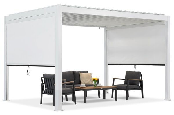 Lagos 3x4 volně stojící terasová pergola s 3m bočními roletami Garden Point bílá
