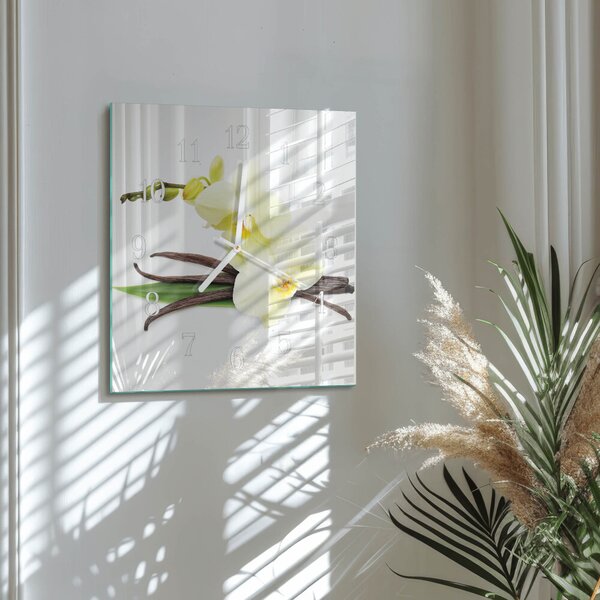 Skleněné hodiny Vanilková orchidej zskb-30x30-00086536