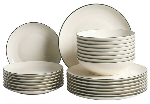 Sada 24 kusů nádobí CUMIN Porcelán Krémově bílá/Zelená