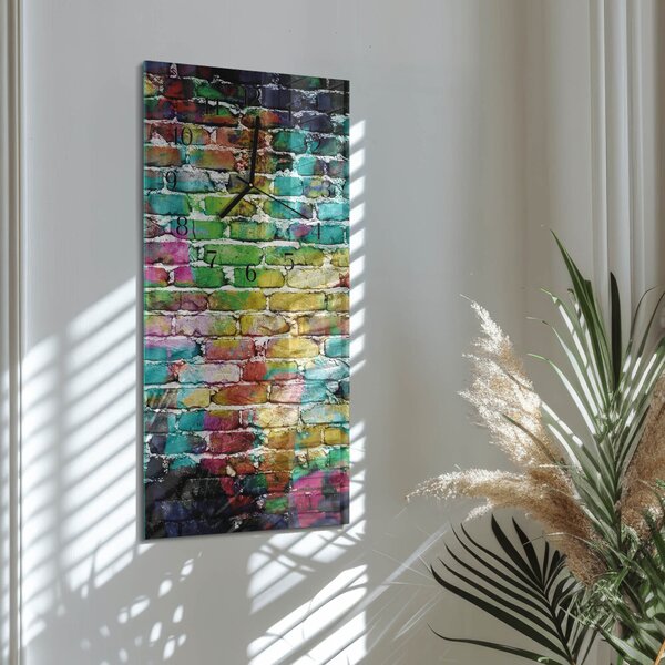Skleněné hodiny vertikální Cihlový zsppc-30x60-00178994