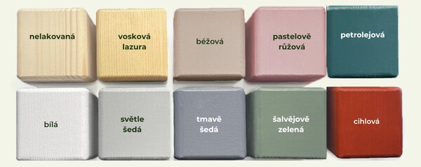 Nízká dětská jednolůžková postel TULY s čelem - Transparentní vosková lazura matná, 90x200 cm, S přední zábranou