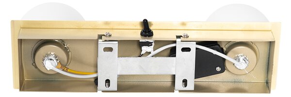 Nástěnná lampa zlatá 28 cm IP44 2-světlo s vypínačem - Cederic