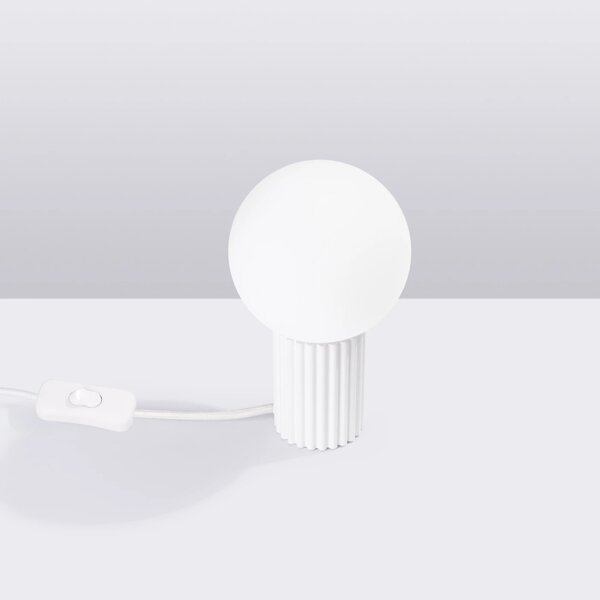 Stolní lampa Halo, 1x bílé skleněné stínítko, w