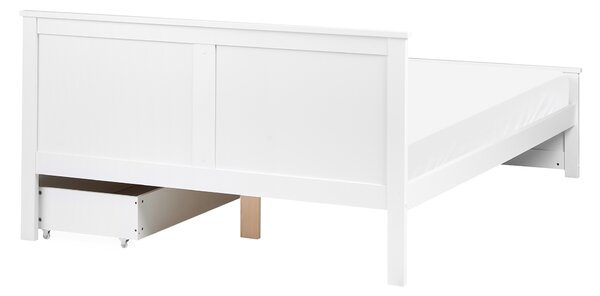 Postel se 2 zásuvkami Borovicové dřevo SABRAN 140 x 200 cm Bílá