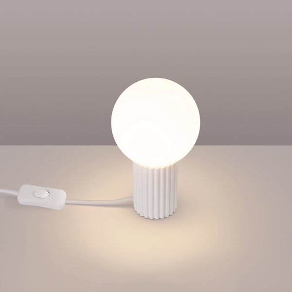 Stolní lampa Halo, 1x bílé skleněné stínítko, w