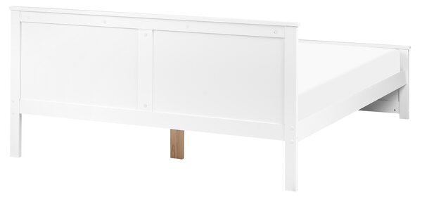 Postel Borovicové dřevo SABRAN 160 x 200 cm Bílá