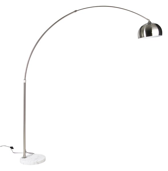 Stojací lampa s obloukem z oceli s bílým mramorovým podstavcem s ocelovým stínítkem - Arc XXL