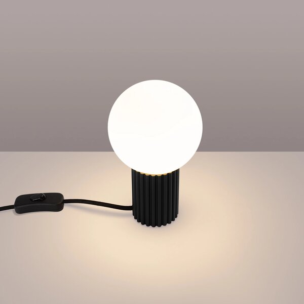 Stolní lampa Halo, 1x bílé skleněné stínítko, b
