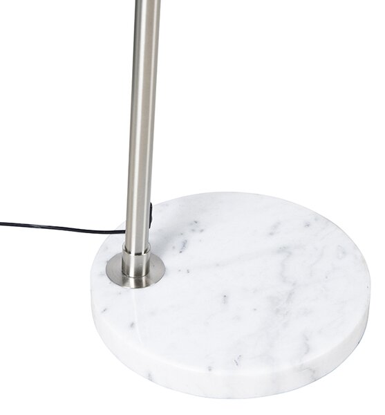 Stojací lampa s obloukem z oceli s bílým mramorovým podstavcem s ocelovým stínítkem - Arc XXL