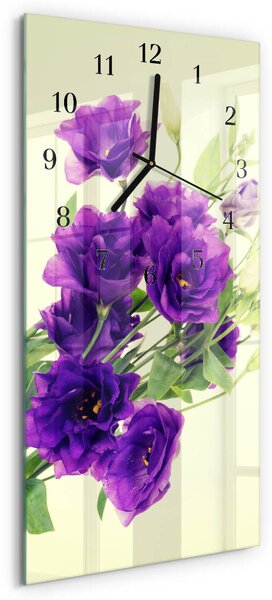 Skleněné hodiny vertikální Květiny zsppc-30x60-00173316