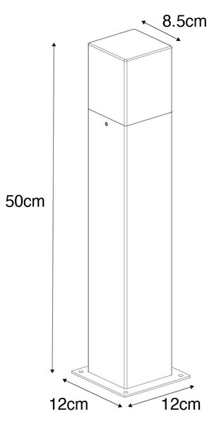 Venkovní lampa 50 cm šedá se zemním hrotem a kabelovou objímkou - Dánsko