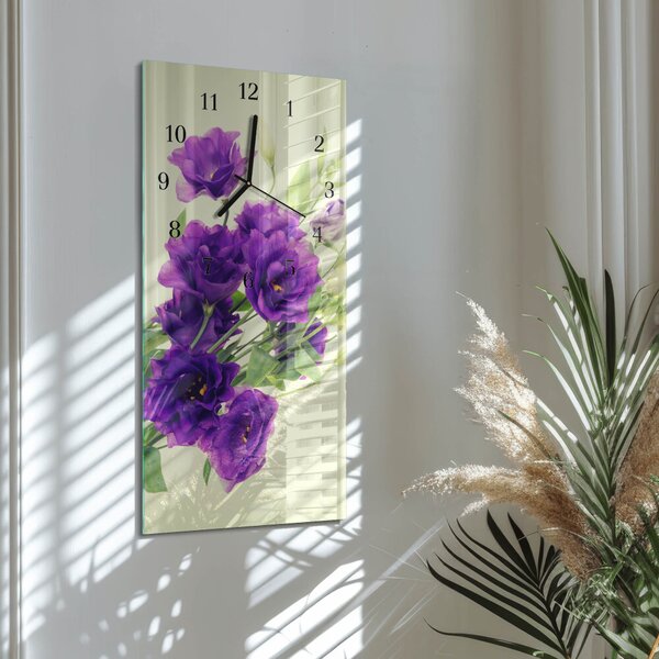 Skleněné hodiny vertikální Květiny zsppc-30x60-00173316
