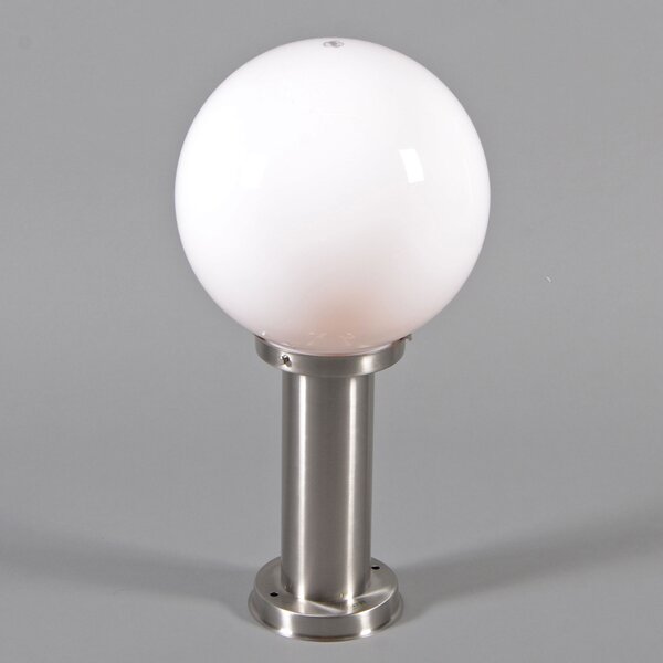Venkovní lampa ocel nerez 50 cm - Sfera se zemním hrotem a kabelovou objímkou