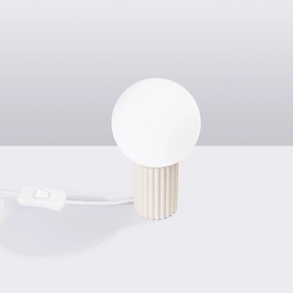 Stolní lampa Halo, 1x bílé skleněné stínítko, be