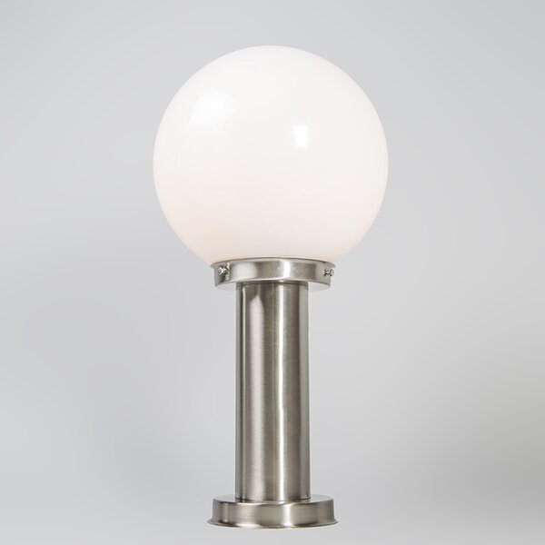Venkovní lampa ocel nerez 50 cm - Sfera se zemním hrotem a kabelovou objímkou
