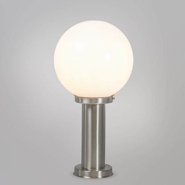 Venkovní lampa ocel nerez 50 cm - Sfera se zemním hrotem a kabelovou objímkou