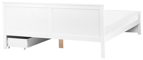 Postel se 2 zásuvkami Borovicové dřevo SABRAN 180 x 200 cm Bílá