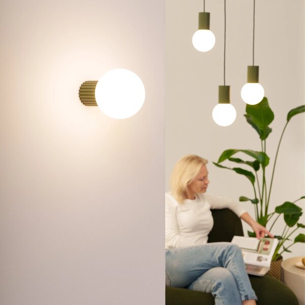 Stolní lampa Halo, 1x bílé skleněné stínítko, og
