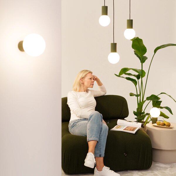 Stolní lampa Halo, 1x bílé skleněné stínítko, og