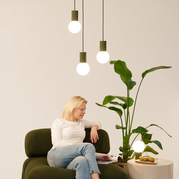 Stolní lampa Halo, 1x bílé skleněné stínítko, og