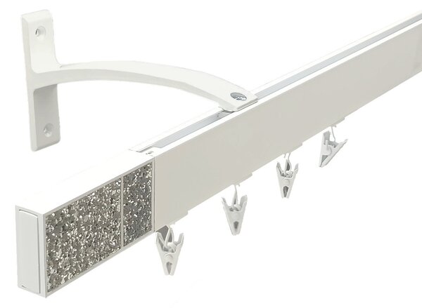 Kovovégarnýže.cz Garnýže Square line elegance crystal light bílá lesklá Varianta jednořadá nebo dvouřadá: Jednořadá, Délka: 0-100cm, Uchycení látky: jezdec+šnekový háček