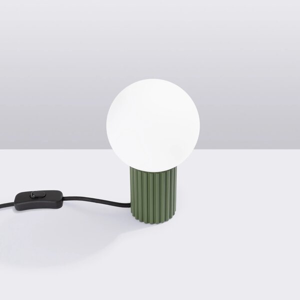 Stolní lampa Halo, 1x bílé skleněné stínítko, og