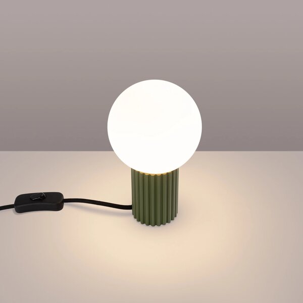 Stolní lampa Halo, 1x bílé skleněné stínítko, og