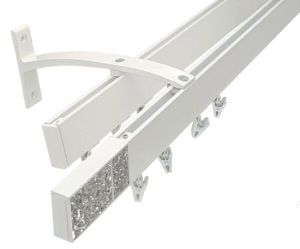 Kovovégarnýže.cz Garnýže Square line elegance crystal light bílá lesklá Varianta jednořadá nebo dvouřadá: Jednořadá, Délka: 0-100cm, Uchycení látky: jezdec+šnekový háček