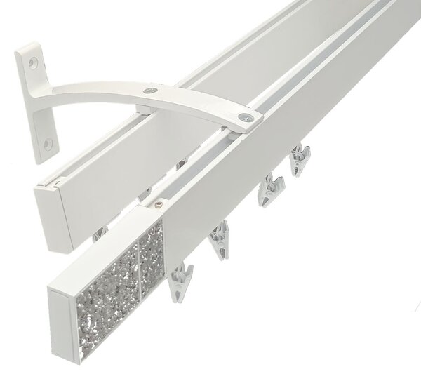 Kovovégarnýže.cz Garnýže Square line elegance crystal light bílá lesklá Varianta jednořadá nebo dvouřadá: Jednořadá, Délka: 0-100cm, Uchycení látky: jezdec+šnekový háček