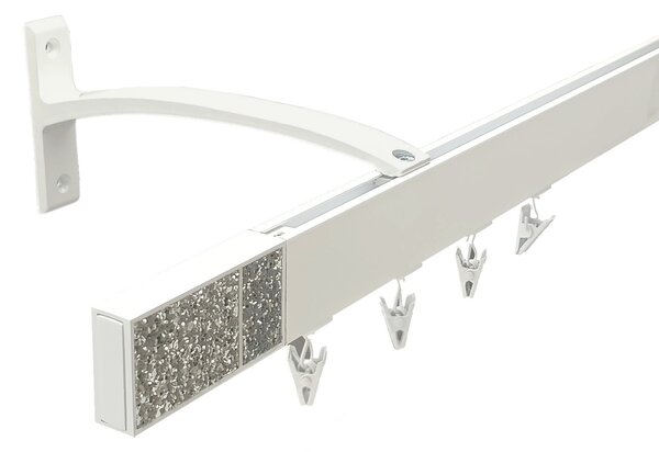 Kovovégarnýže.cz Garnýže Square line elegance crystal light bílá lesklá Varianta jednořadá nebo dvouřadá: Jednořadá, Délka: 0-100cm, Uchycení látky: jezdec+šnekový háček