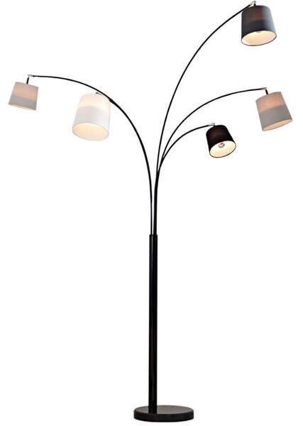 Moebel Living Šedá kovová stojací lampa Malcolm 200 cm