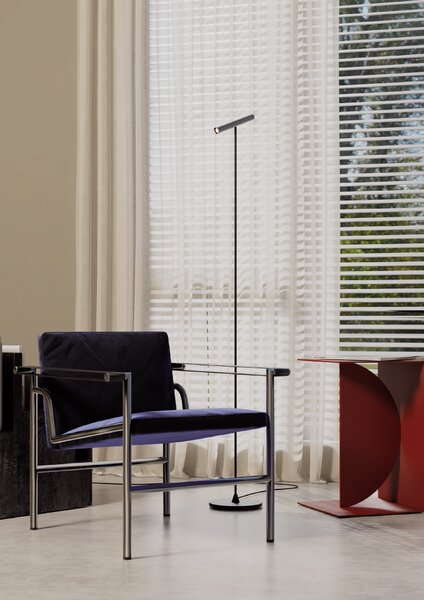 Redo Stojací LED lampa PRAXI v: 145cm, 8,3W Barva: Černá-nikl, Teplota světla: 3000K - teplá bílá