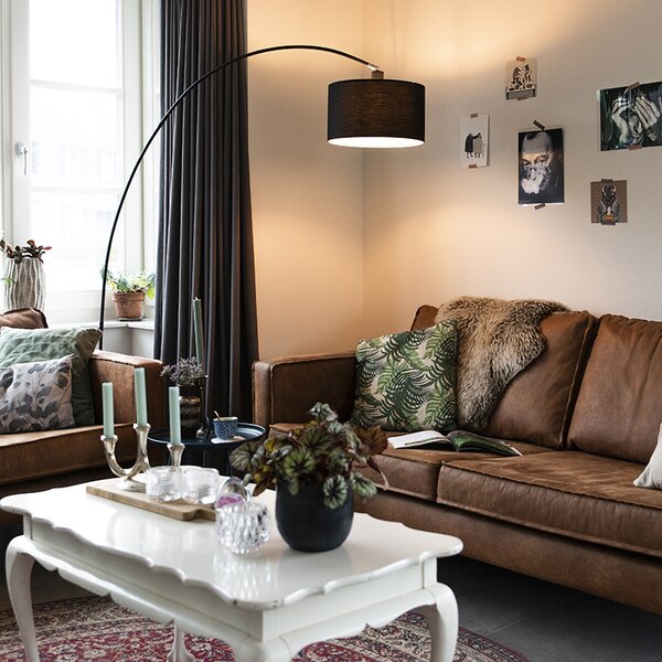 Chytrá moderní oblouková stojací lampa černá vč. A60 Wifi - Vinossa