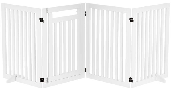 PAWHUT Zábrana pro psy čtyřdílná dřevěná skládací 60-240 x 81 cm bílá
