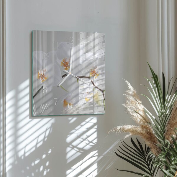 Skleněné hodiny Orchidej zskb-30x30-00057518