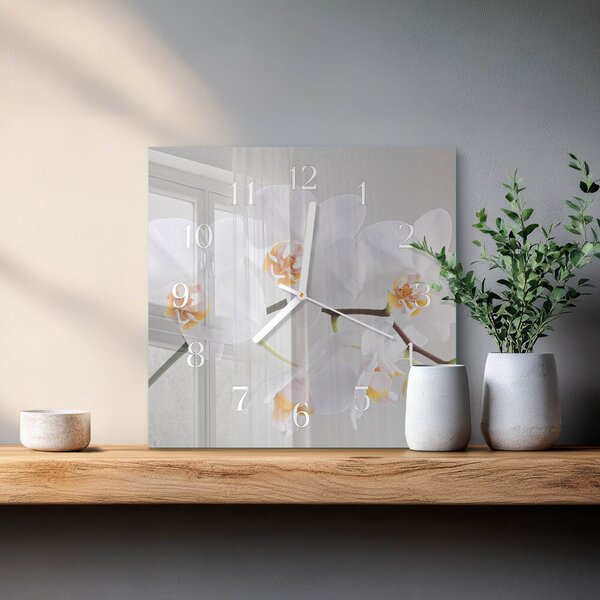Skleněné hodiny Orchidej zskb-30x30-00057518