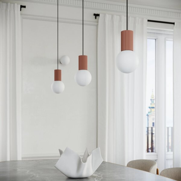 Stolní lampa Halo, 1x bílé skleněné stínítko, br